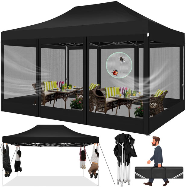 Tonnelle pliante 3x4,5 m imperméable avec moustiquaire amovible