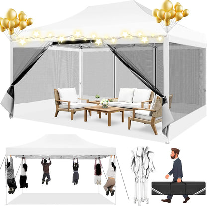 Tonnelle pliante 3x4,5 m imperméable avec moustiquaire amovible