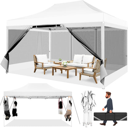 Tonnelle pliante 3x4,5 m imperméable avec moustiquaire panoramique