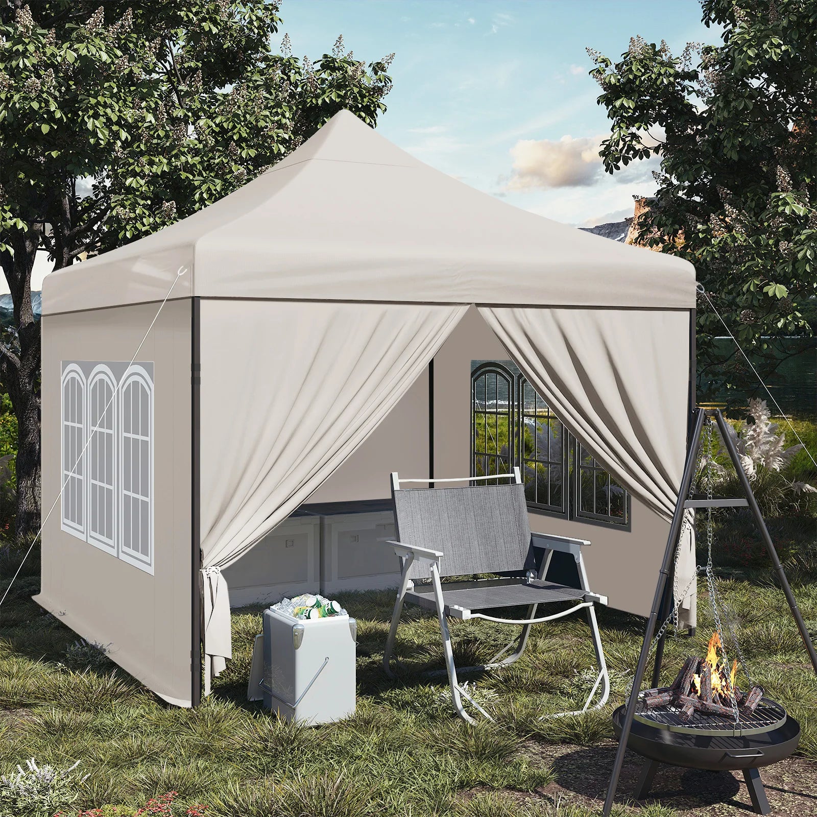 Tonnelle pliante 3x3 m imperméable avec 4 parois amovibles