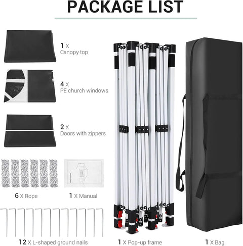 Tonnelle pliante 3x6 m imperméable avec 6 parois amovibles