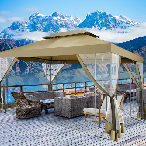 Tonnelle 3x4 m étanche avec rideaux moustiquaires et toit renforcé
