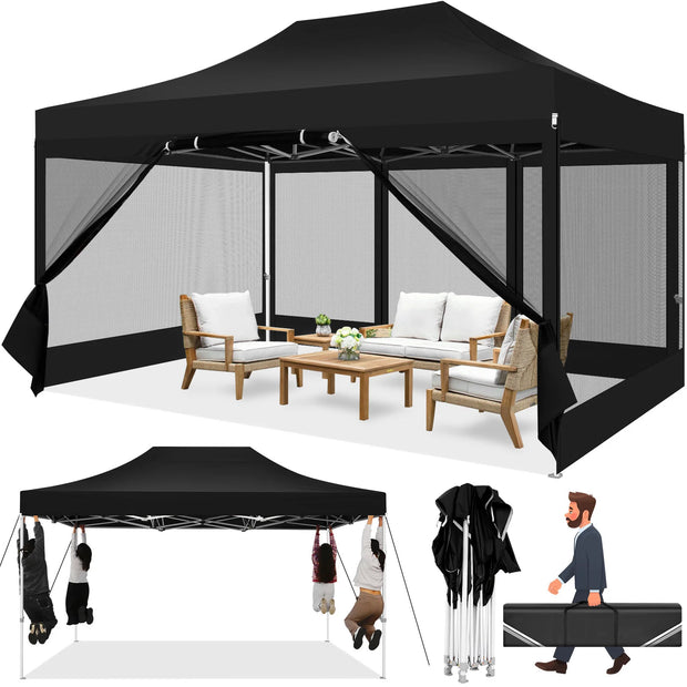 Tonnelle pliante 3x4,5 m imperméable avec moustiquaire panoramique