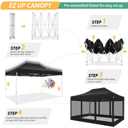 Tonnelle pliante 3x4,5 m imperméable avec moustiquaire amovible