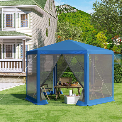 Tonnelle hexagonale 3,8 x 3,3 m avec moustiquaire de jardin