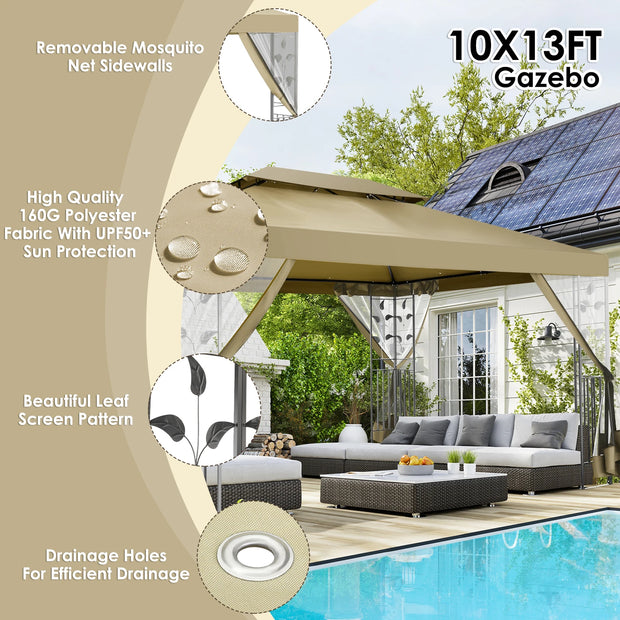 Tonnelle 3x4 m étanche avec rideaux moustiquaires et toit renforcé