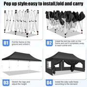 Tonnelle pliante 3x6 m imperméable avec 6 parois amovibles