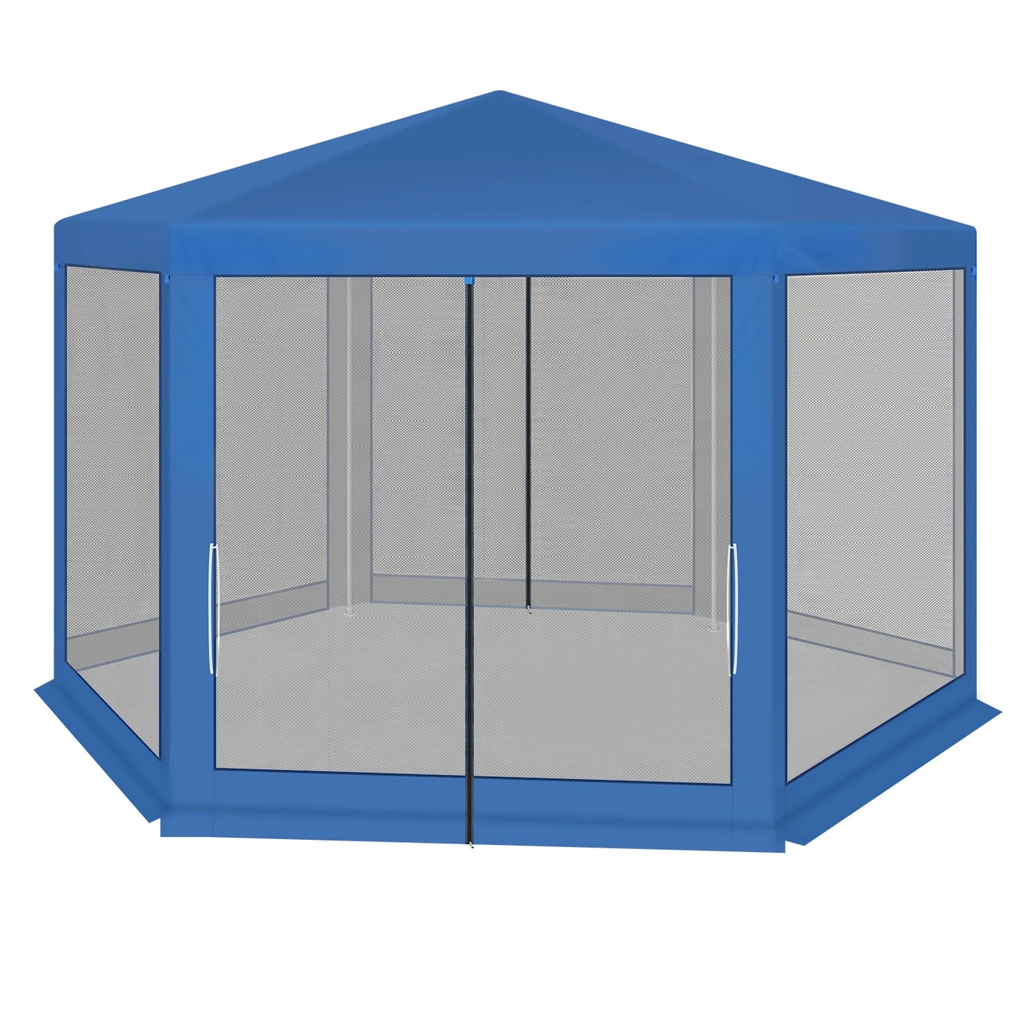 Tonnelle hexagonale 3,8 x 3,3 m avec moustiquaire de jardin