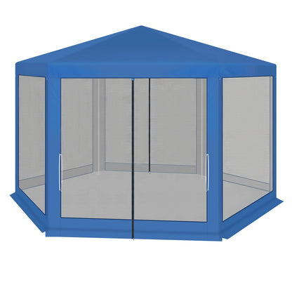 Tonnelle hexagonale 3,8 x 3,3 m avec moustiquaire de jardin