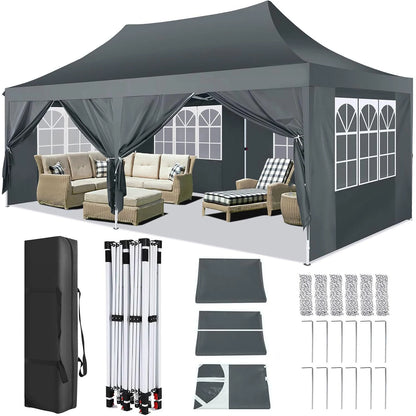 Tonnelle pliante 3x6 m imperméable avec 6 parois amovibles