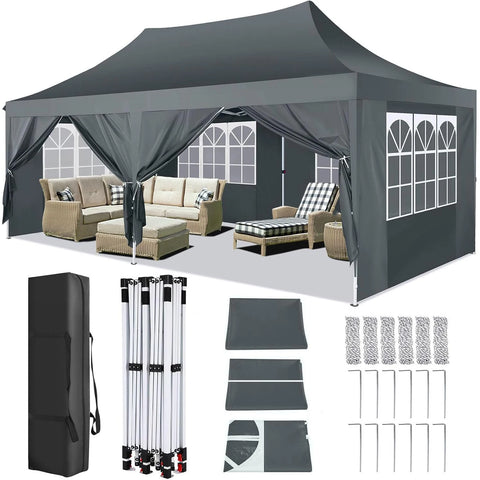 Tonnelle pliante 3x6 m imperméable avec 6 parois amovibles