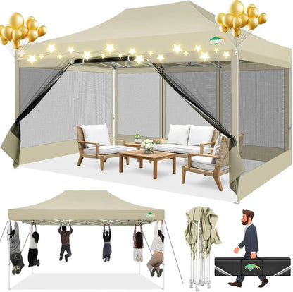 Tonnelle pliante 3x4,5 m imperméable avec moustiquaire amovible