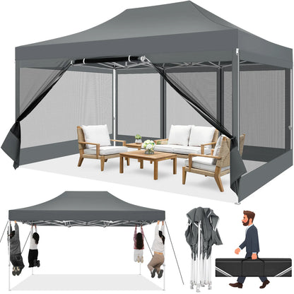 Tonnelle pliante 3x4,5 m imperméable avec moustiquaire panoramique