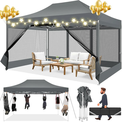 Tonnelle pliante 3x4,5 m imperméable avec moustiquaire amovible
