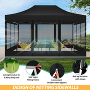 Tonnelle pliante 3x4,5 m imperméable avec moustiquaire amovible
