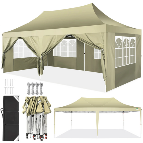 Tonnelle pliante 3x6 m imperméable avec 6 parois amovibles