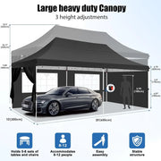 Tonnelle pliante 3x6 m imperméable avec 6 parois amovibles