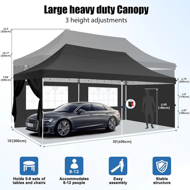Tonnelle pliante 3x6 m imperméable avec 6 parois amovibles