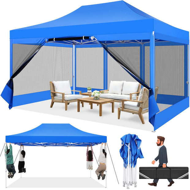 Tonnelle pliante 3x4,5 m imperméable avec moustiquaire panoramique