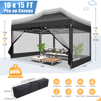 Tonnelle pliante 3x4,5 m imperméable avec moustiquaire panoramique