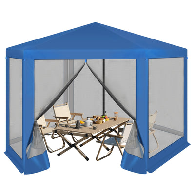 Tonnelle hexagonale 3,8 x 3,3 m avec moustiquaire de jardin