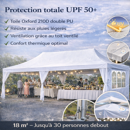 Tonnelle pliante 3x6 m imperméable avec 6 parois amovibles