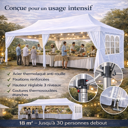 Tonnelle pliante 3x6 m imperméable avec 6 parois amovibles
