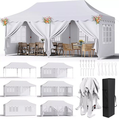 Tonnelle pliante 3x6 robuste avec 6 parois UV50+