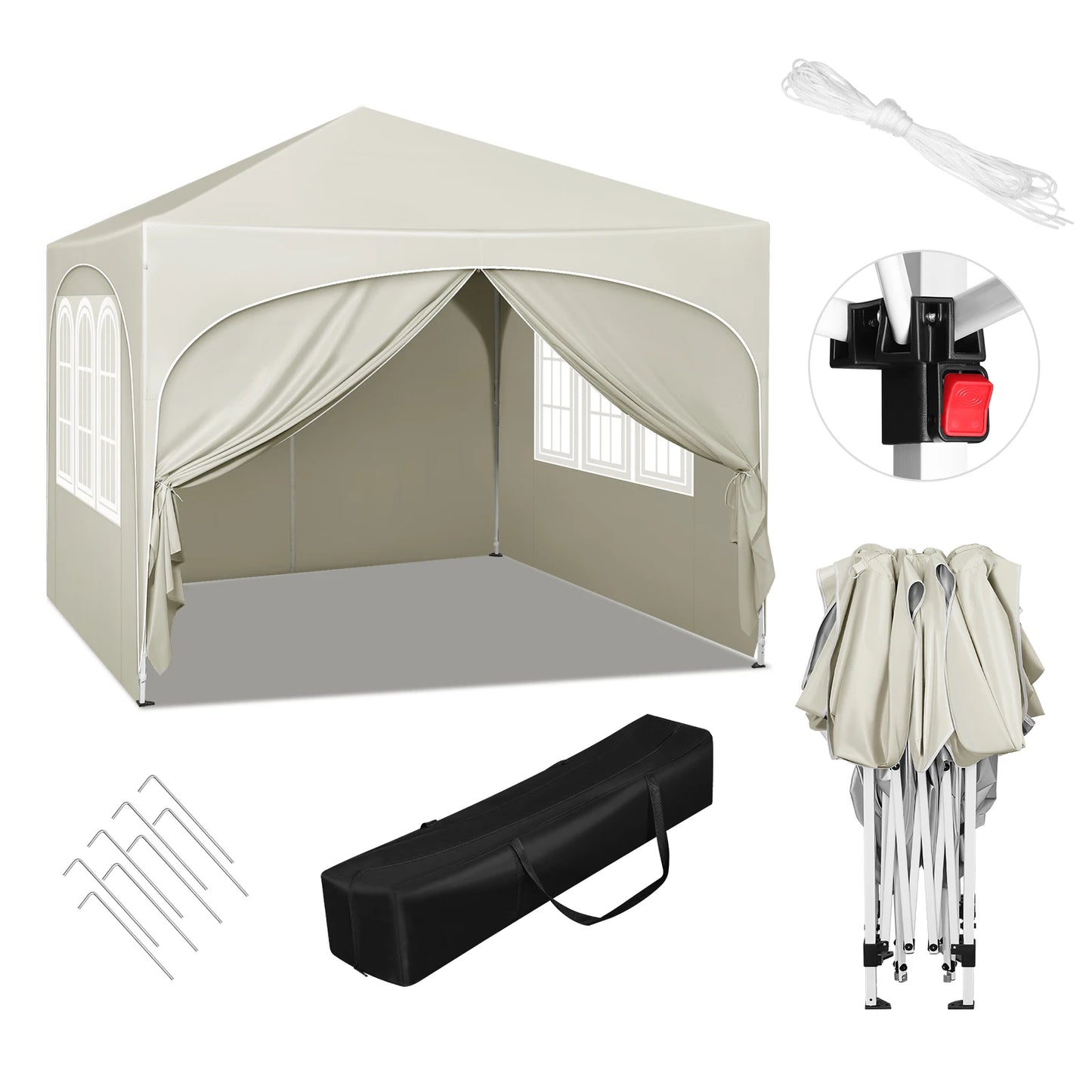 Tonnelle pliante 3x3 m avec 4 parois réglable et anti-UV