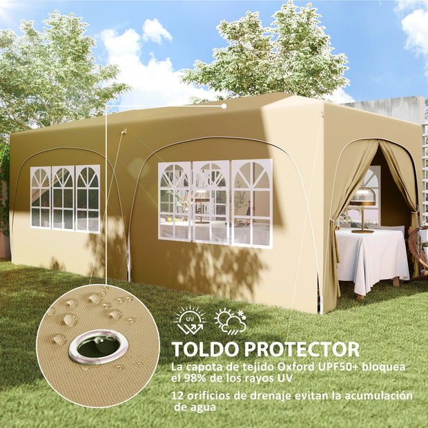Tonnelle pliante 3x6 avec panneaux UPF50+