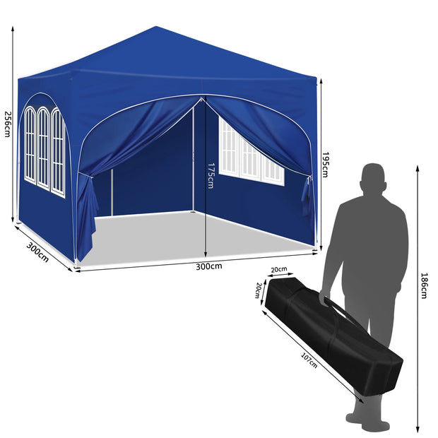 Tonnelle pliante 3x3 m avec 4 parois réglable et anti-UV