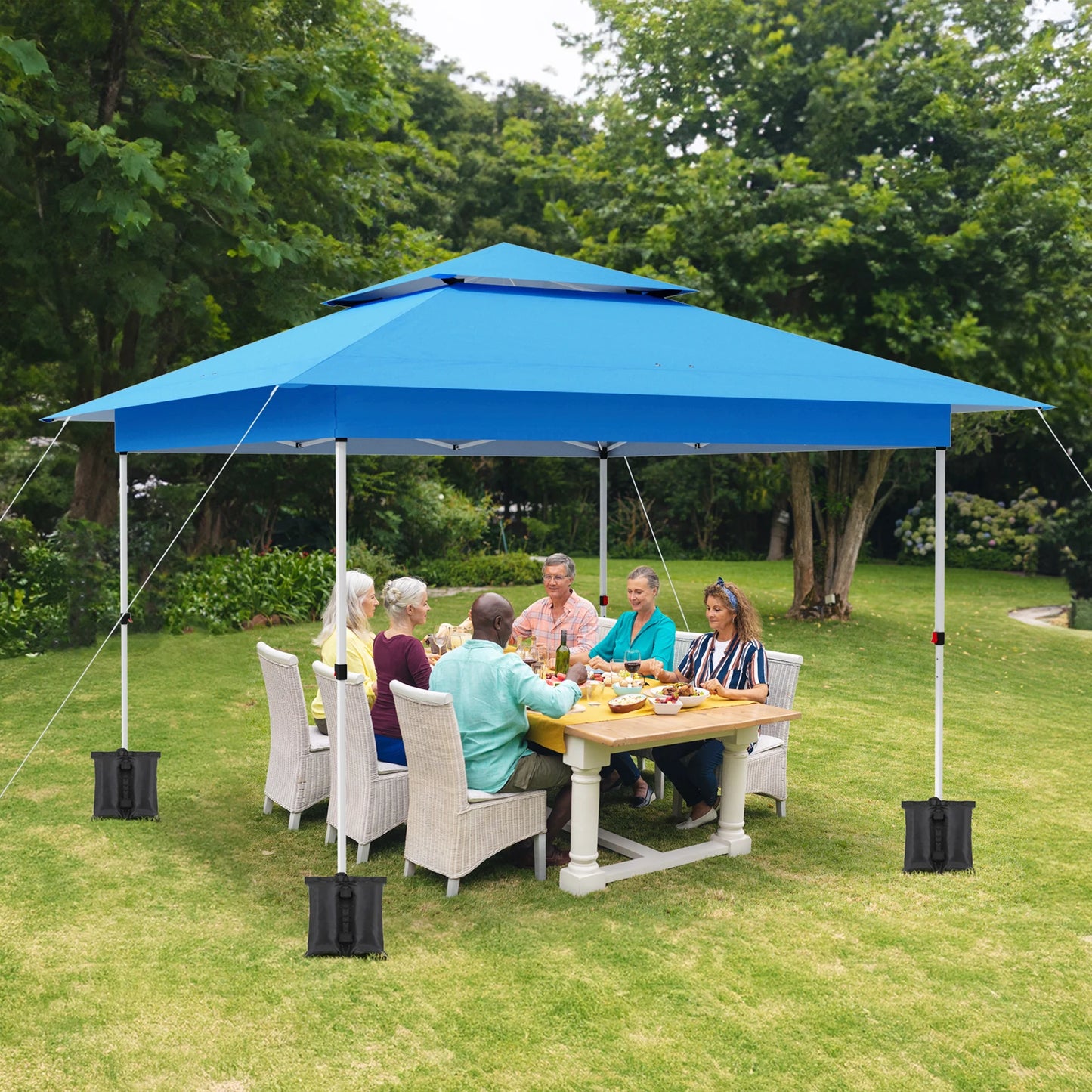 Tonnelle pliante 3,6 x 3,6 m avec rideaux pour terrasse