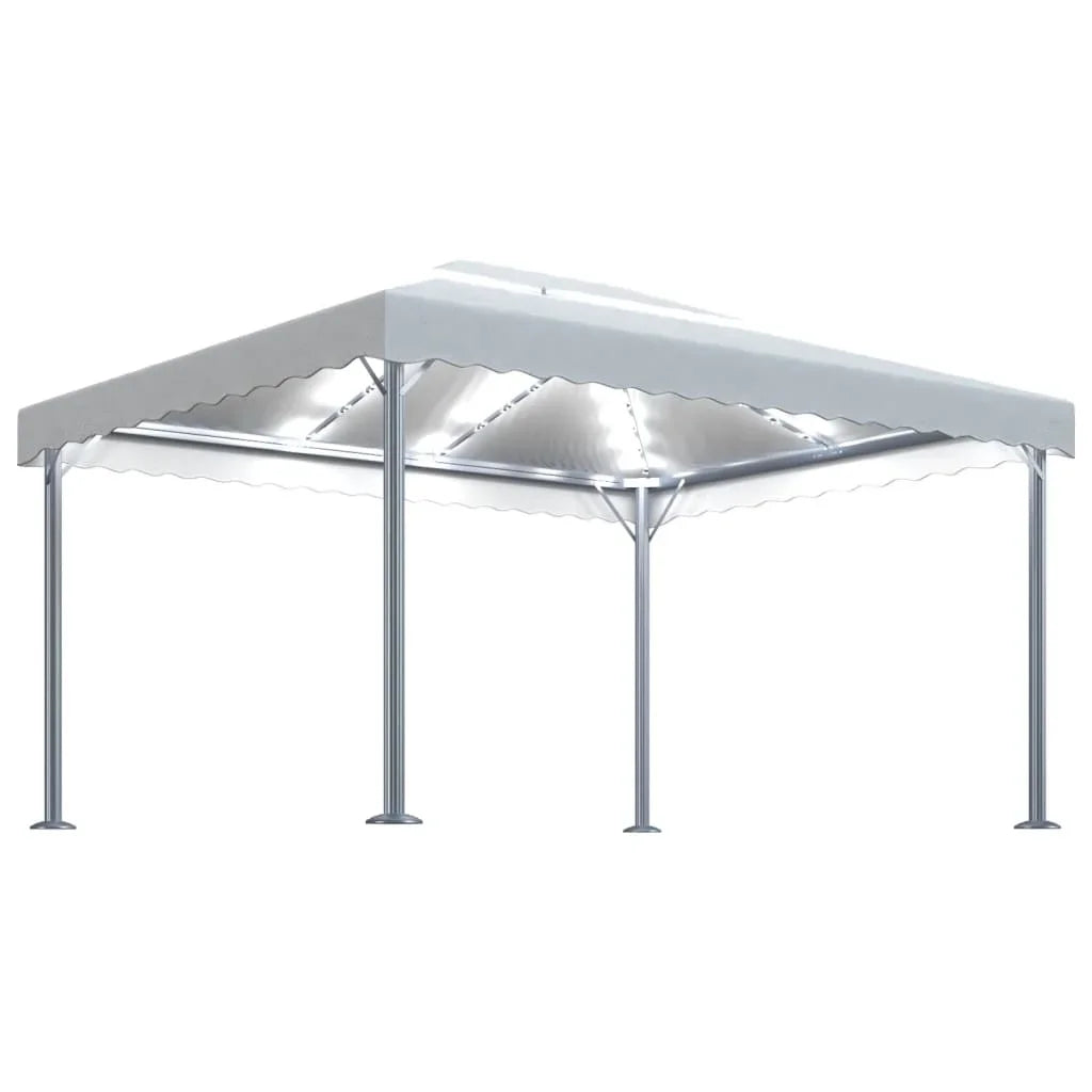 Tonnelle 4x3 m avec toit double et guirlande LED solaire intégrée