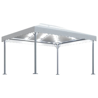 Tonnelle 4x3 m avec toit double et guirlande LED solaire intégrée