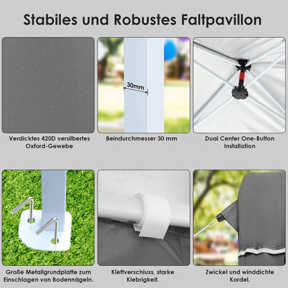 Tonnelle pliante 3x6 avec 4 côtés pour événements