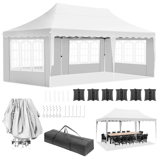 Tonnelle pliante 3x6 avec 4 côtés, UV50+ et sacs