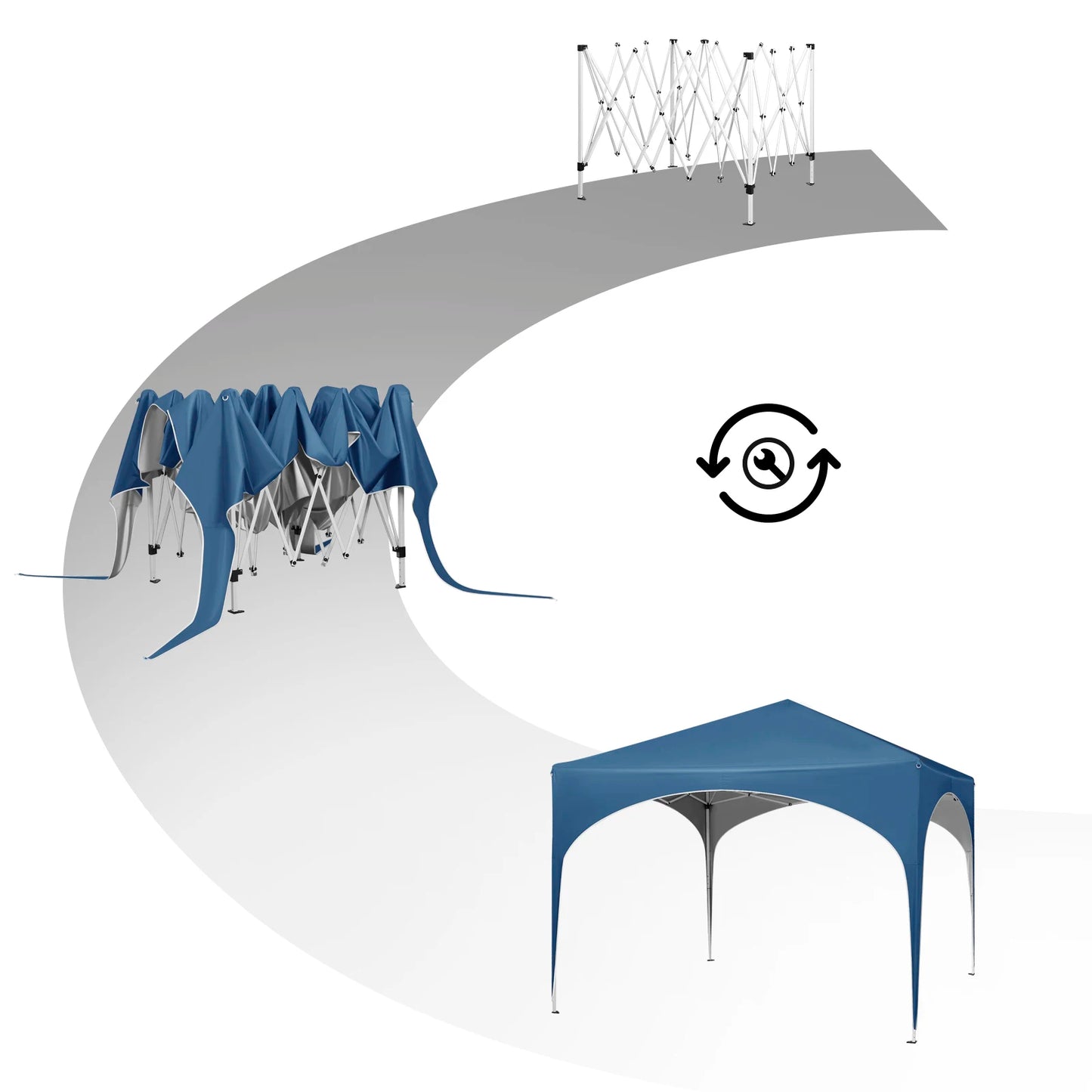 Tonnelle pliante 3x3 m imperméable avec toit arrondi extérieur