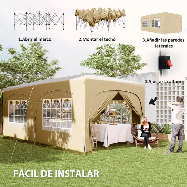 Tonnelle pliante 3x6 avec panneaux UPF50+