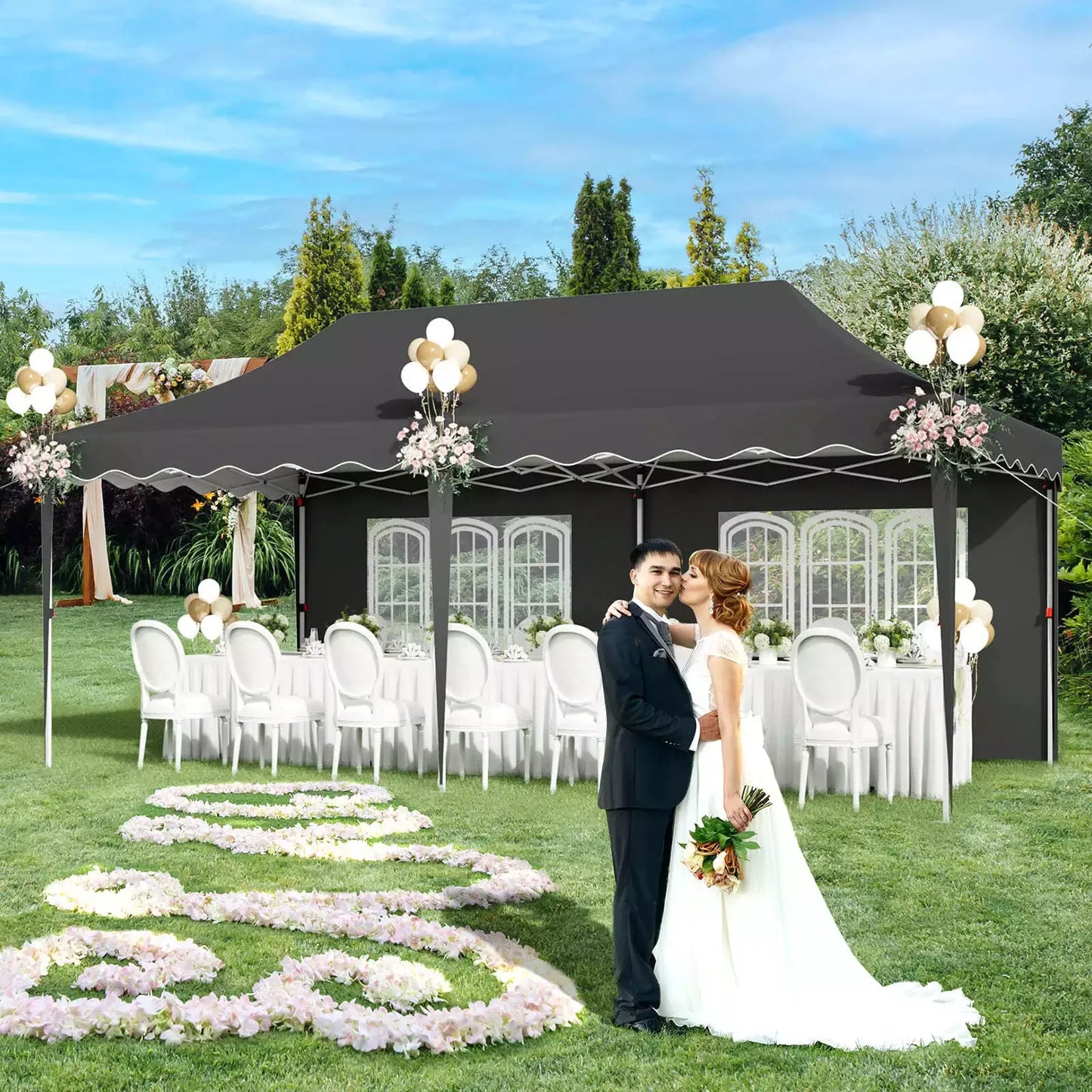 Tonnelle pliante 3x6 robuste avec 6 parois UV50+