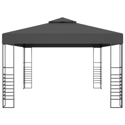 Tonnelle 3x4 m anthracite avec guirlande solaire et toit ventilé
