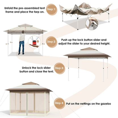 Tonnelle pliante 3 x 3 m avec moustiquaire pour jardin et terrasse