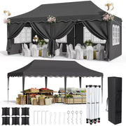 Tonnelle pliante 3x6 robuste avec 6 parois UV50+