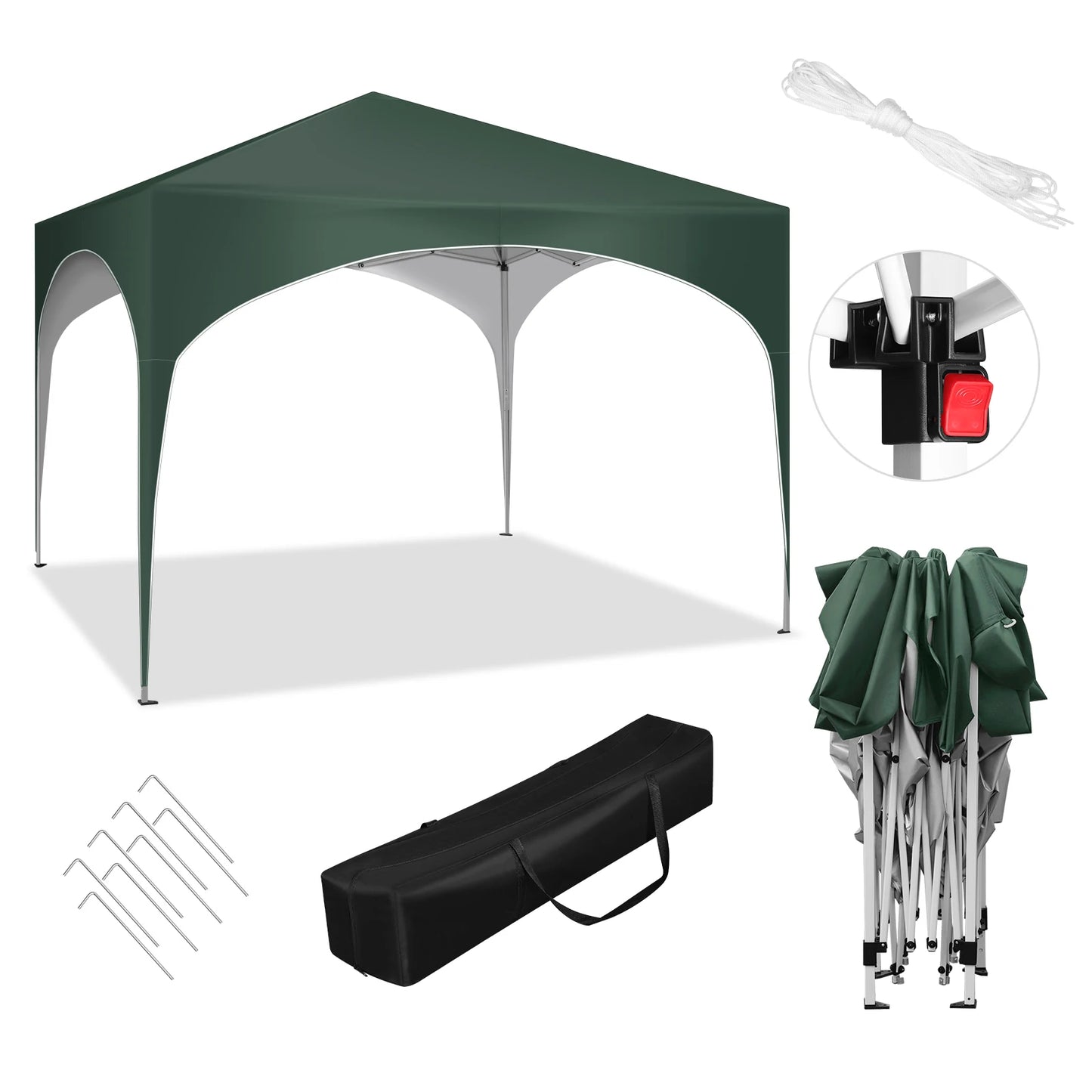Tonnelle pliante 3x3 m imperméable avec toit arrondi extérieur