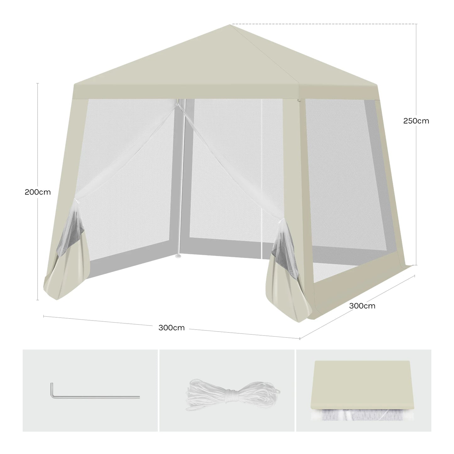 Tonnelle 3x3 m avec moustiquaire pour terrasse et jardin