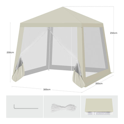 Tonnelle 3x3 m avec moustiquaire pour terrasse et jardin