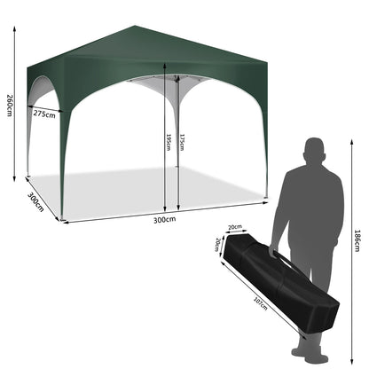 Tonnelle pliante 3x3 m imperméable avec toit arrondi extérieur