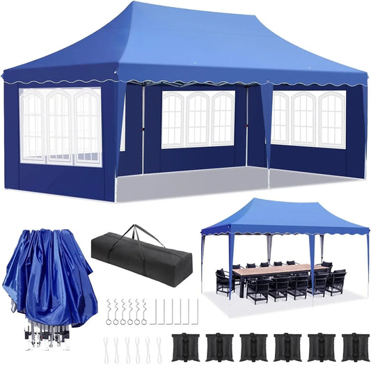 Tonnelle pliante 3x6 avec 4 côtés, UV50+ et sacs