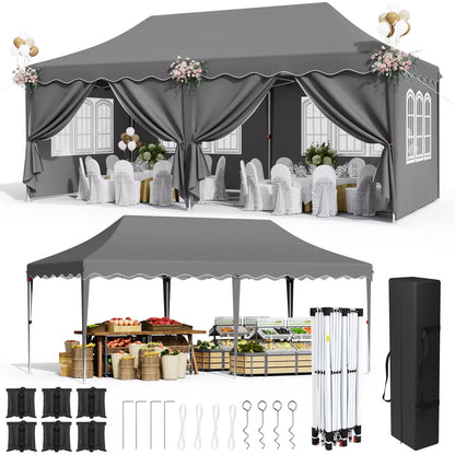 Tonnelle pliante 3x6 robuste avec 6 parois UV50+