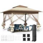 Tonnelle pliante 3 x 3 m avec moustiquaire pour jardin et terrasse