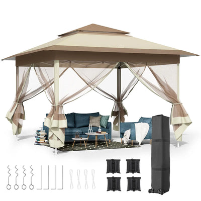 Tonnelle pliante 3 x 3 m avec moustiquaire pour jardin et terrasse